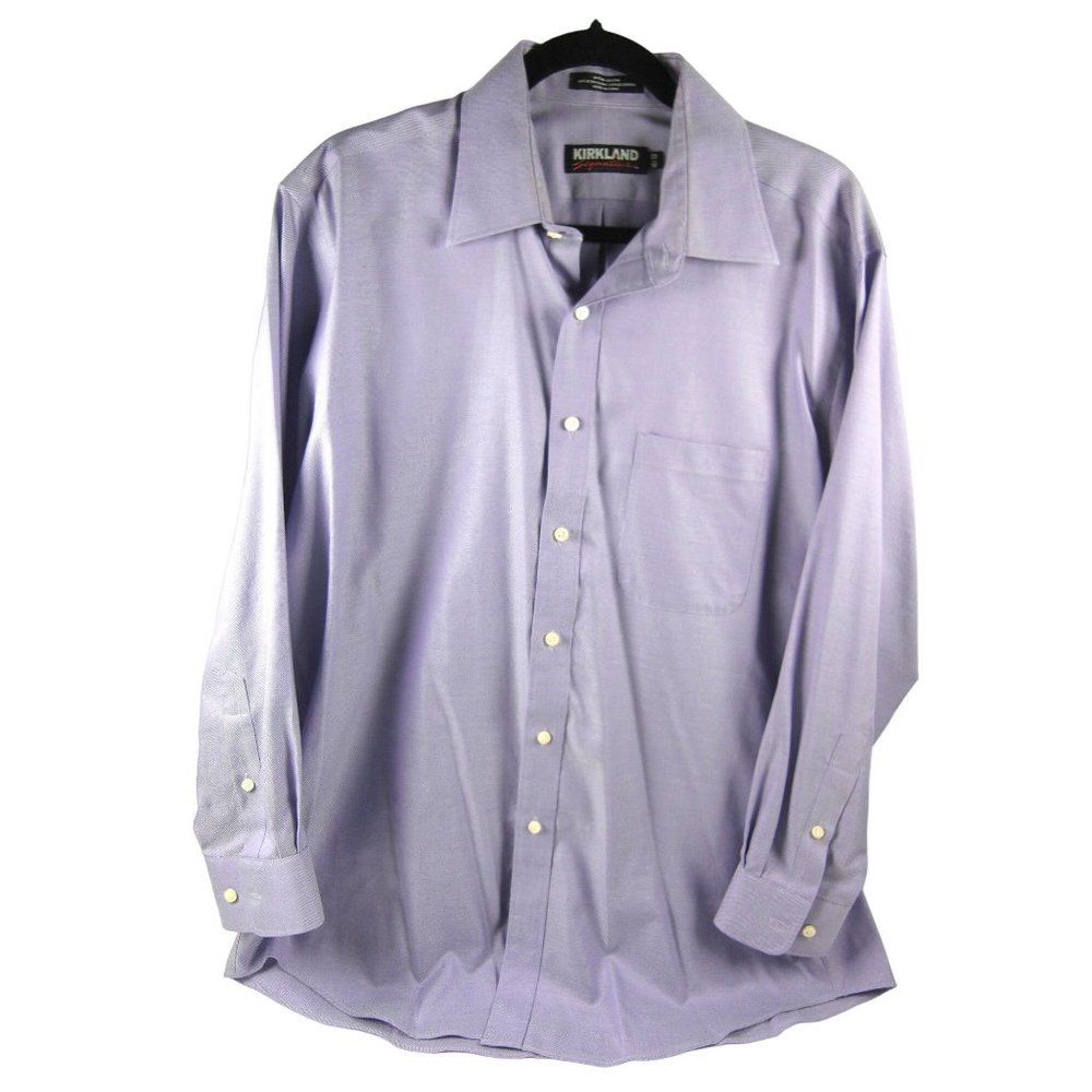 Kirkland Signature 100%Cotton Traditional Fit Sz16.6 Dress Shirt Lavender